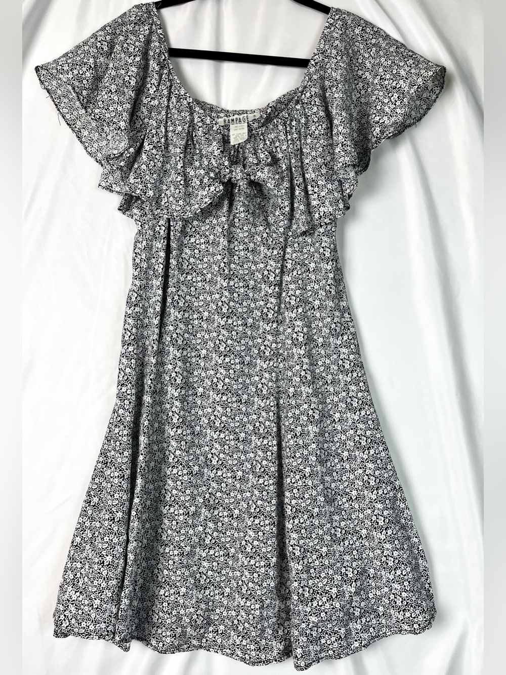 VTG Whimsigoth Y2K 90s Grunge Black Floral Rampage Mini Dress Junior Sz 11